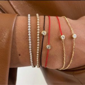 14k Gold Diamond Red String Bracelet 💎🧿